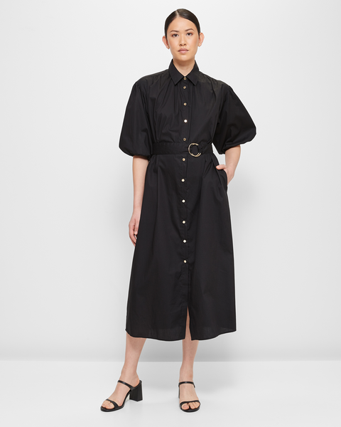 Gathered Detail Belted Shirt Dress - Preview - Black | Target Australia