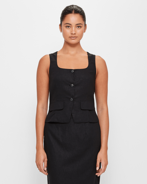 European Linen Blend Longline Waistcoat Lily Loves Target Australia