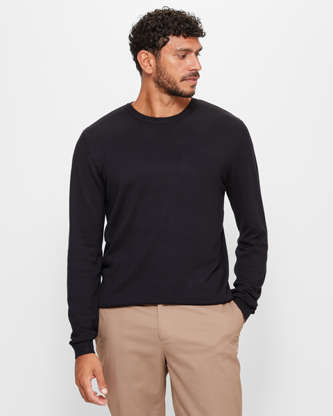 Crew Knit Jumper - Preview - Black | Target Australia