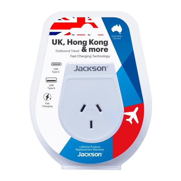 Jackson USB A & C Outbound UK Travel Adapter Target Australia