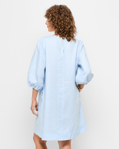 v neck linen apron dress Montserrat Dress