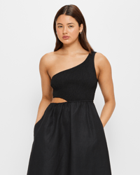 open lace back dress Rhode (Target) White One Shoulder with Braided Tie Belt Ruffle Dress NWT-  Size 1X