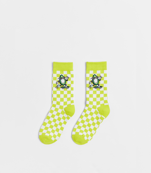 Novelty Kids Crew Socks 1 Pack Lime Check Avocado Target Australia