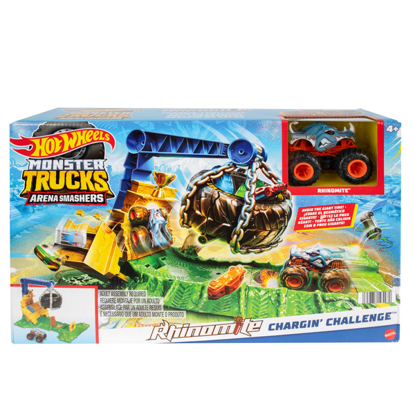 Hot Wheels Monster Trucks Arena Smashers Rhinomite Chargin' Challenge ...