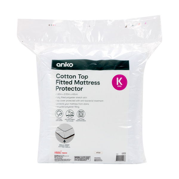 Cotton Top Fitted Mattress Protector, King Bed - Anko | Target Australia