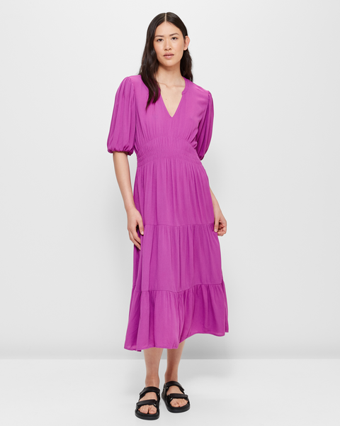 V-Neck Crinkle Midi Dress | Target Australia