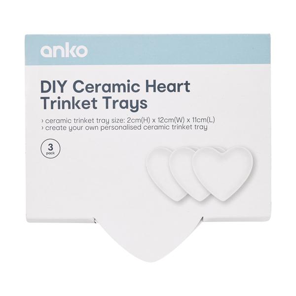 DIY Ceramic Heart Trinket Trays, 3 Pack Anko Target Australia