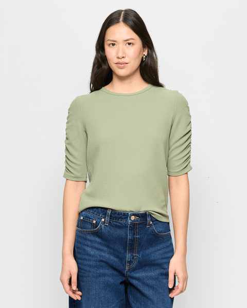 Ruched Sleeve Textured Top | Target Australia