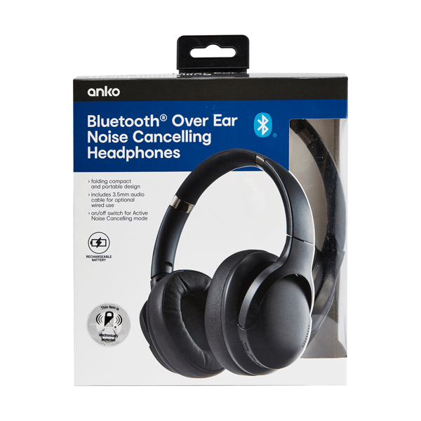 Bluetooth Over-Ear Noise Cancelling Headphones, Black Anko