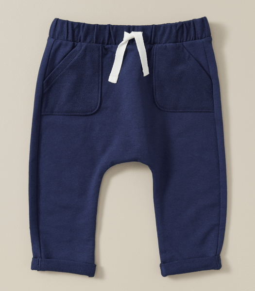 Babyhug French Terry Knit Full Length Track Pants with Text Print Cut & Sew Design - Light Grey
