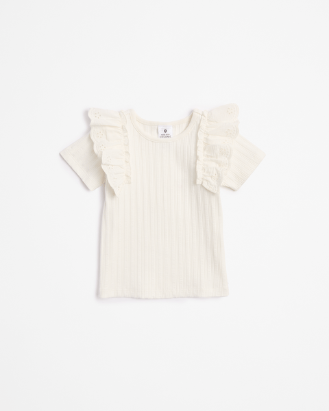 Baby Organic Cotton Rib Broderie Trim Tee | Target Australia