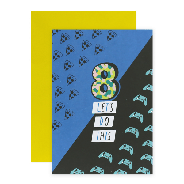 Connections from Hallmark 8th Birthday Card Pizza & Video Games