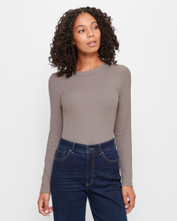 Australian Cotton Long Sleeve Rib Layering T-Shirt - Dove | Target ...