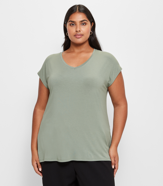Plus Size V-Neck T-Shirt - Sage Green | Target Australia