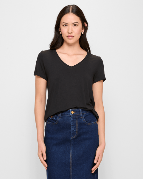 Viscose/Elastane V-Neck T-Shirt | Target Australia