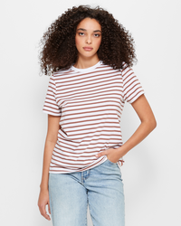 Fitted Crew T-Shirt - Mocha Stripe | Target Australia