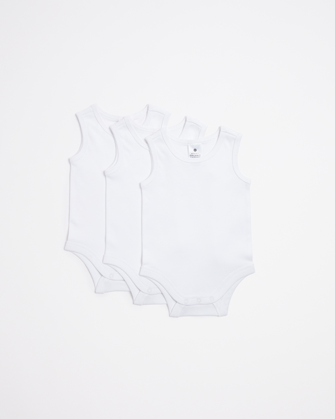 3 Pack Baby Organic Cotton Sleeveless Bodysuits