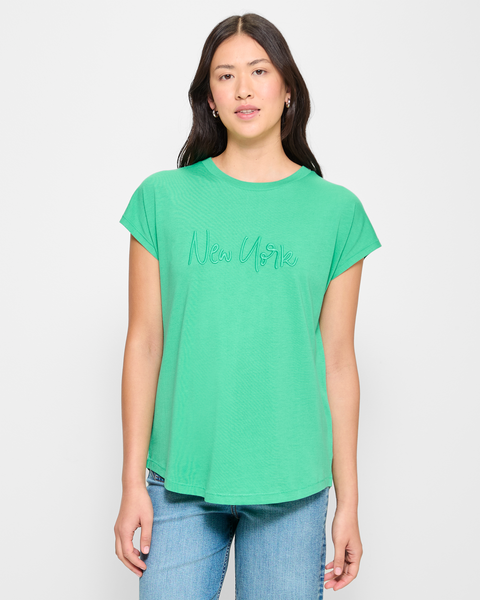 Addison Embroidered T-Shirt - Winter Green New York | Target Australia