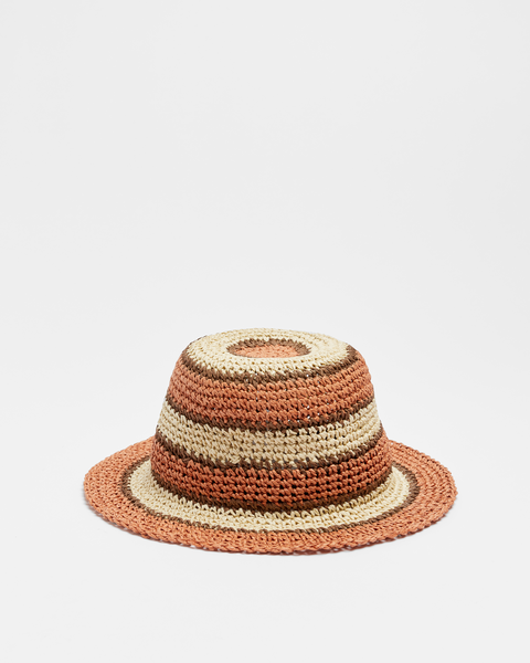 Womens Striped Straw Bucket Hat | Target Australia