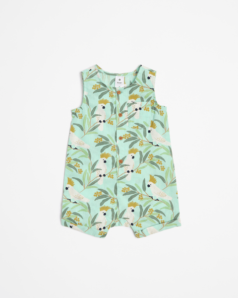 Baby Linen Blend Romper - Cockatoos | Target Australia