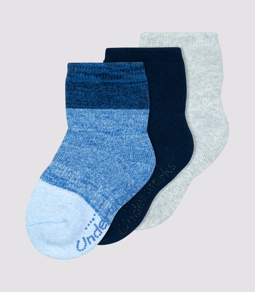 Baby Cushioned Stay On Crew Socks 3 Pack - Underworks - Blue | Target ...