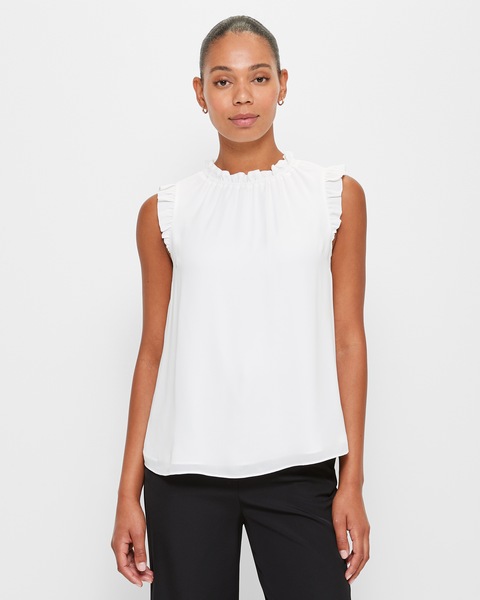 Ruffle Neck Tank Top - Preview | Target Australia