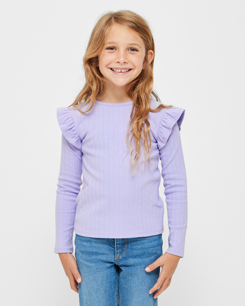 Ruffle Rib Long Sleeve Top | Target Australia