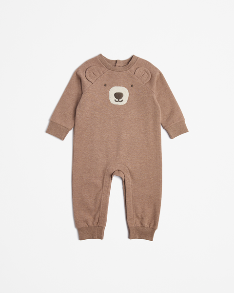 Baby Organic Cotton Novelty Bear Unisex Fleece Coverall