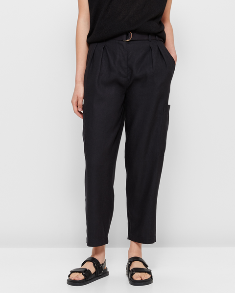 Linen Blend Belted High Waist Pants | Target Australia