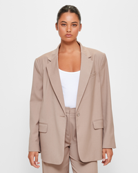 90's Power Shoulder Blazer - Lily Loves - Taupe Grey | Target Australia