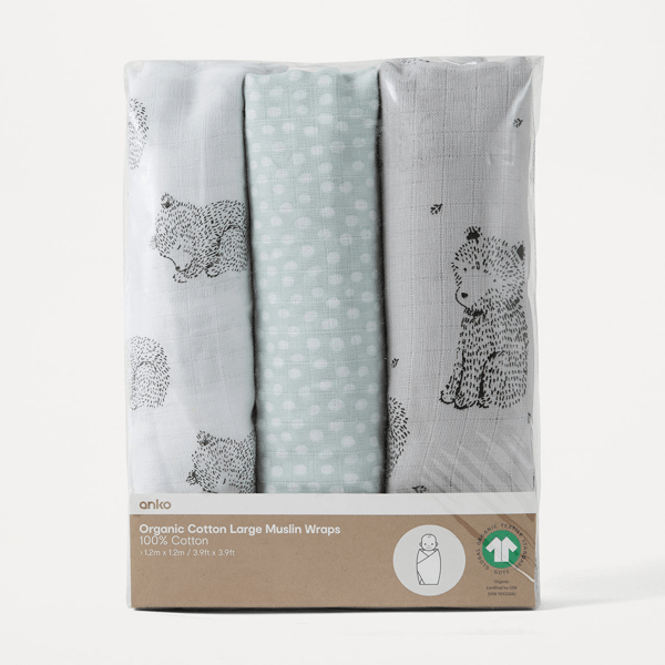Organic Cotton Large Muslin Wraps Anko Target Australia