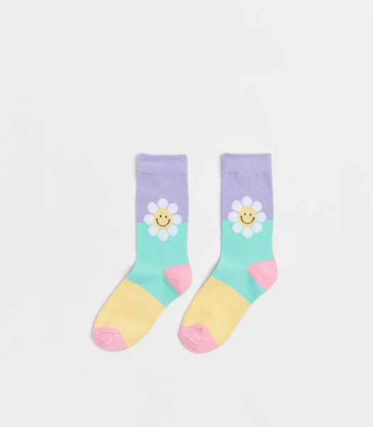 Novelty Kids Crew Socks 1 Pack Multi Daisy Target Australia