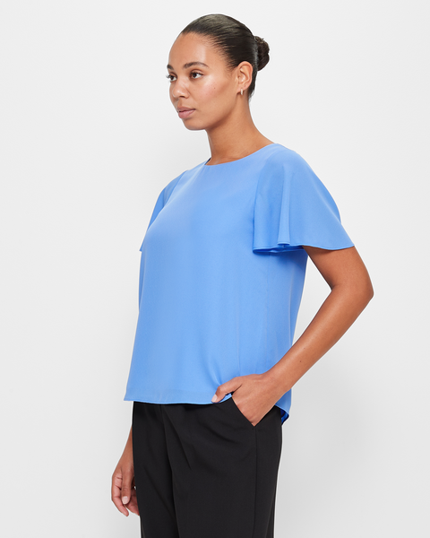 REISS sky blue flutter sleeve blouse, new with no tag, newest no flaws.