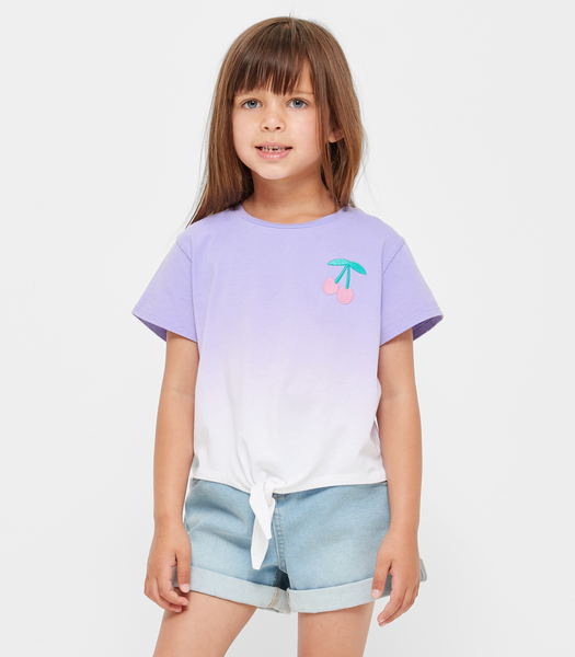Tie-Front Embroidered Ombre T-shirt | Target Australia