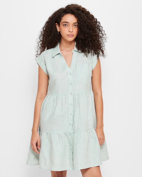 European Linen TIered Mini Dress | Target Australia