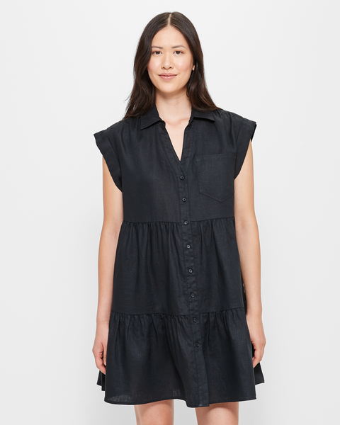 European Linen TIered Mini Dress | Target Australia