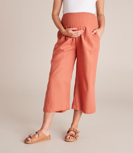Maternity Shirred Waist Wide Crop Pants Target Australia