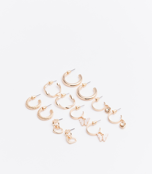 6 Pack Butterfly Hoop Earrings - Gold | Target Australia