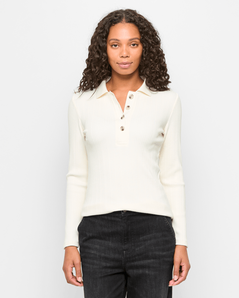 Long Sleeve Rib Polo Top | Target Australia