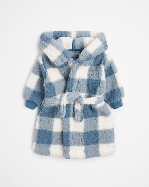 Baby Boy Sherpa Fleece Checkered Dressing Gown Target Australia