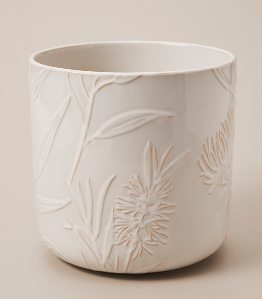 Native Flower Embossed Large Pot Target Australia