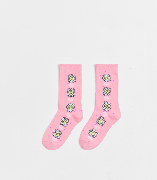 Novelty Kids Crew Socks 1 Pack Pink Daisy Chain Target Australia