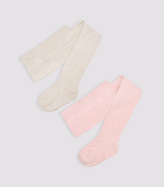 Baby Cotton Chunky Rib Tights 2 Pack - Underworks - Oat/Pink | Target ...
