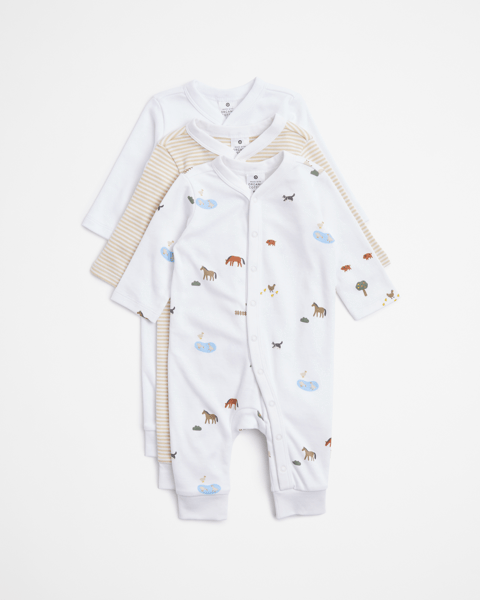 Baby Organic Cotton Coveralls 3 Pack Target Australia