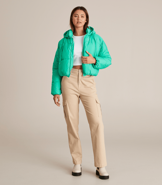 Hooded Zip-Front Puffer