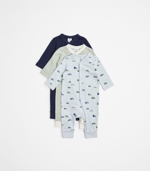 Baby Organic Cotton Coveralls 3 Pack - Cars | Target Australia