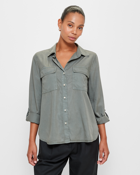 Washed Utility Shirt - Khaki | Target Australia