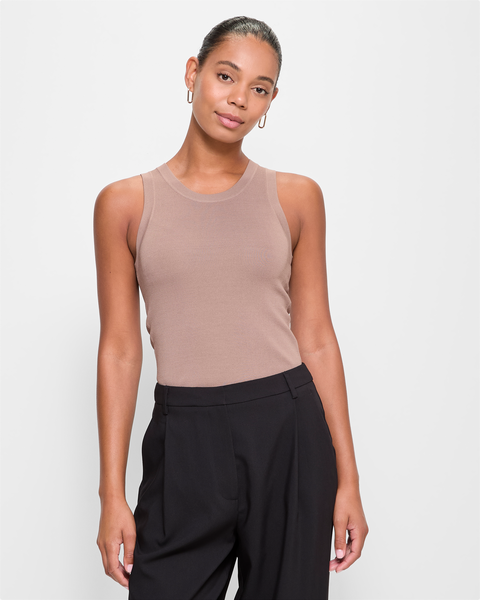 Ultimate Sleeveless Rib Knit Tank Top - Preview - Hazelnut