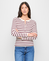 Cream/Plum Stripe