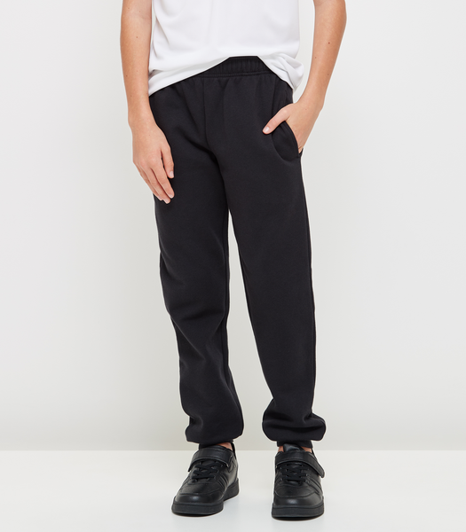 Fleece School Cuffed Trackpants - Black 